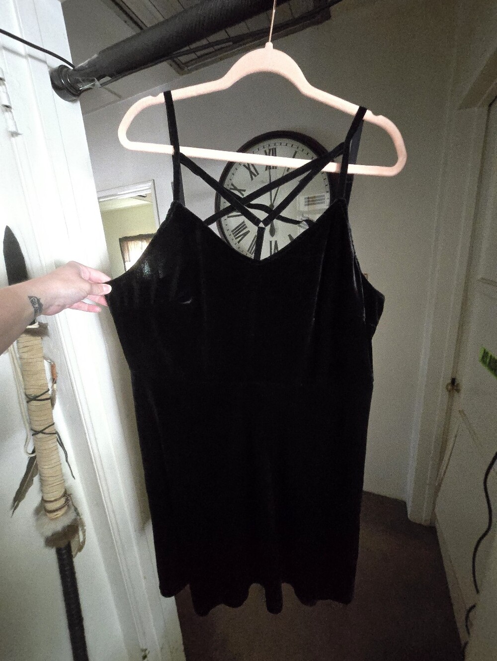 SHEIN Black Velvet Strappy Mini Dress 4x